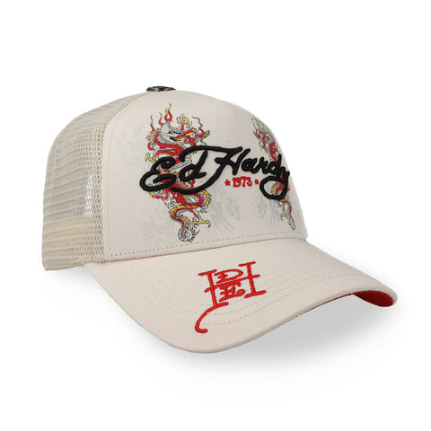 Gorra Ed Hardy Dragon Hueso Unitalla